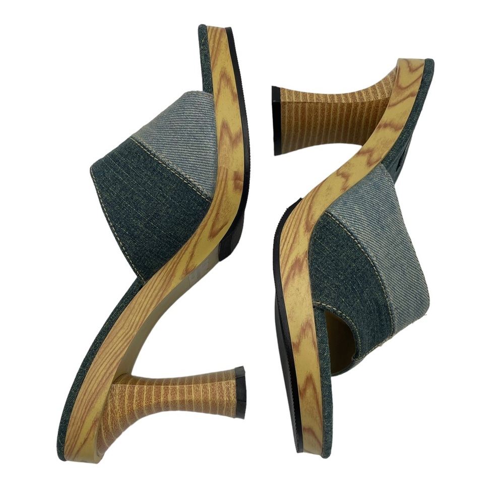 Splash Vintage Patchwork Blue Denim Heels - image 5